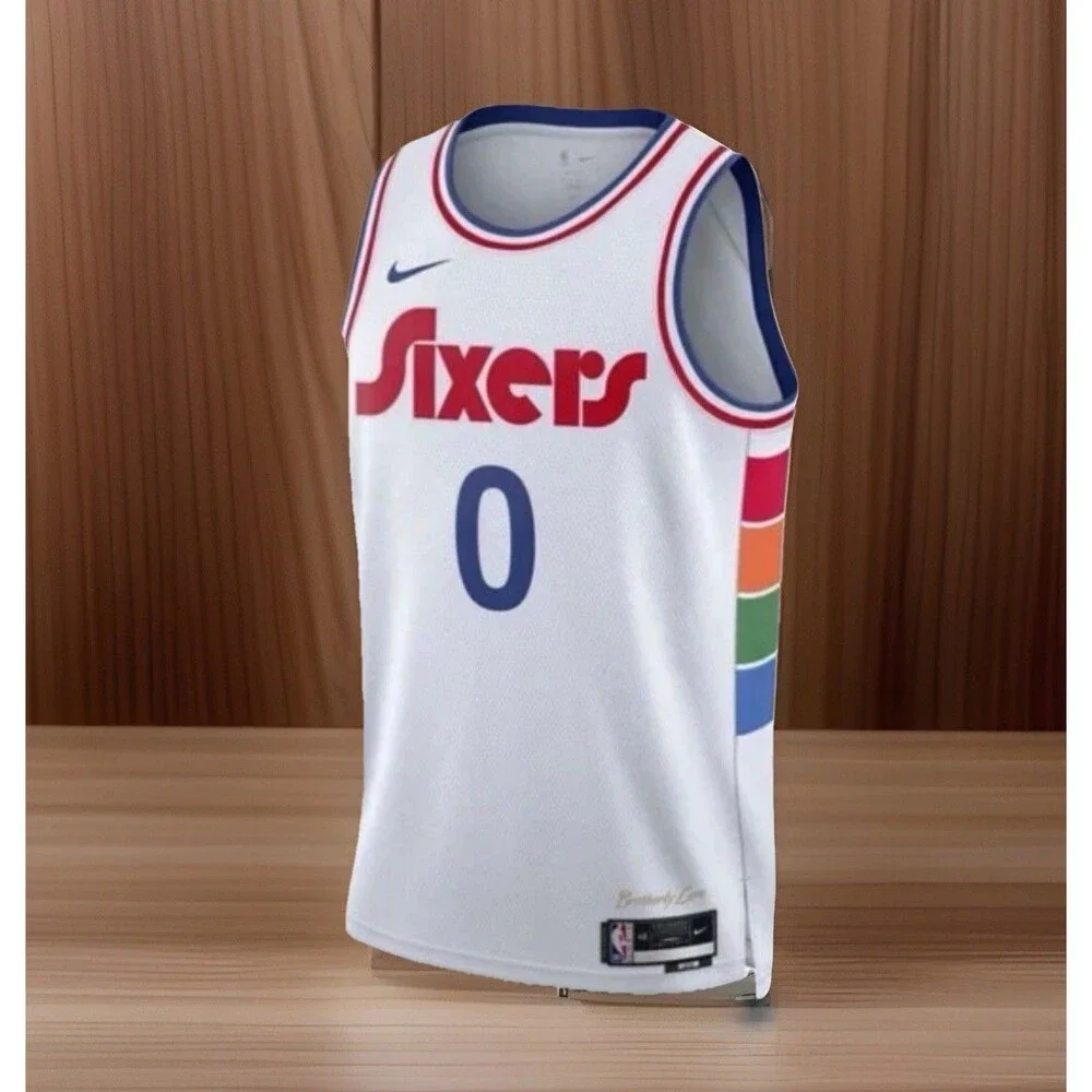 Tyrese Maxey Jersey Nike Philadelphia 76ers White City Edition Youth Size‎ Large